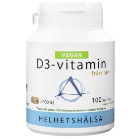Helhetshälsa D3 Vegan D-vitamin från lav 50 µg 100 kapslar